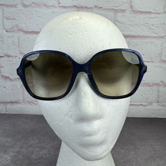 Gucci Sunglasses Blue Crystal/Non-Polarized Brown Gradient Lens GG0092S - Picture 4 of 15